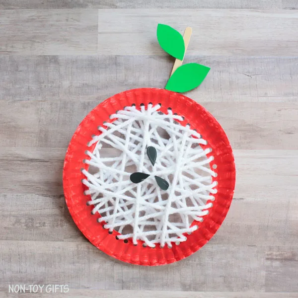 Paper plate core apple craft for kids