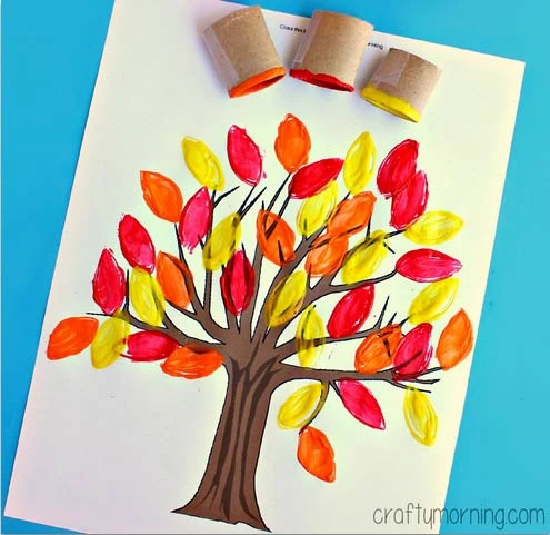 paper roll stamped fall tree