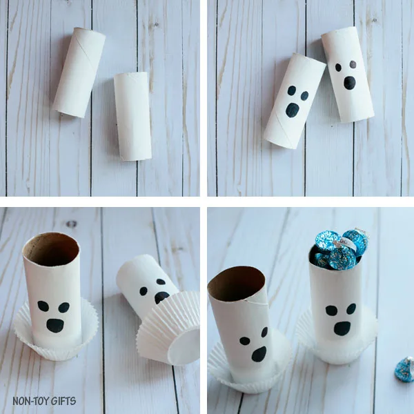Paper roll ghost craft Halloween collage