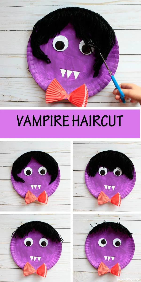 Paper plate vampire - vampire haircut