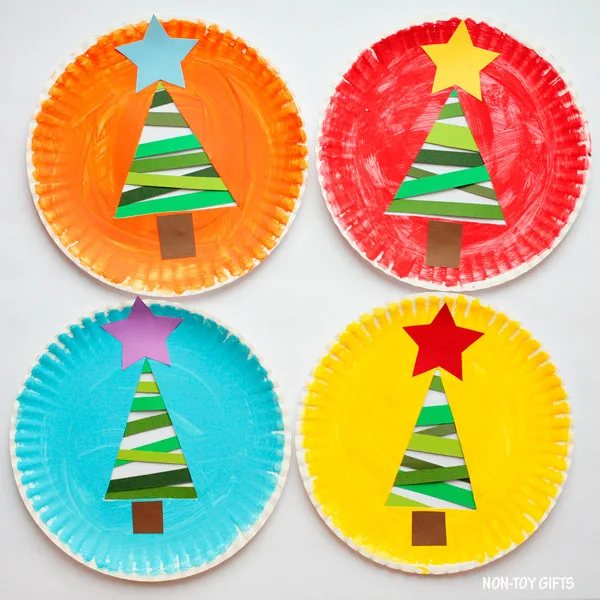 Paper strip Christmas tree craft for kids