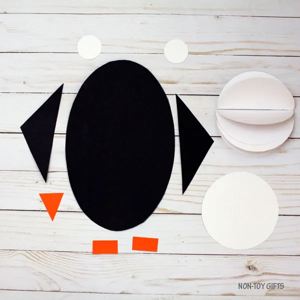 3D shape penguin craft - circle, oval, rectangle and triangle