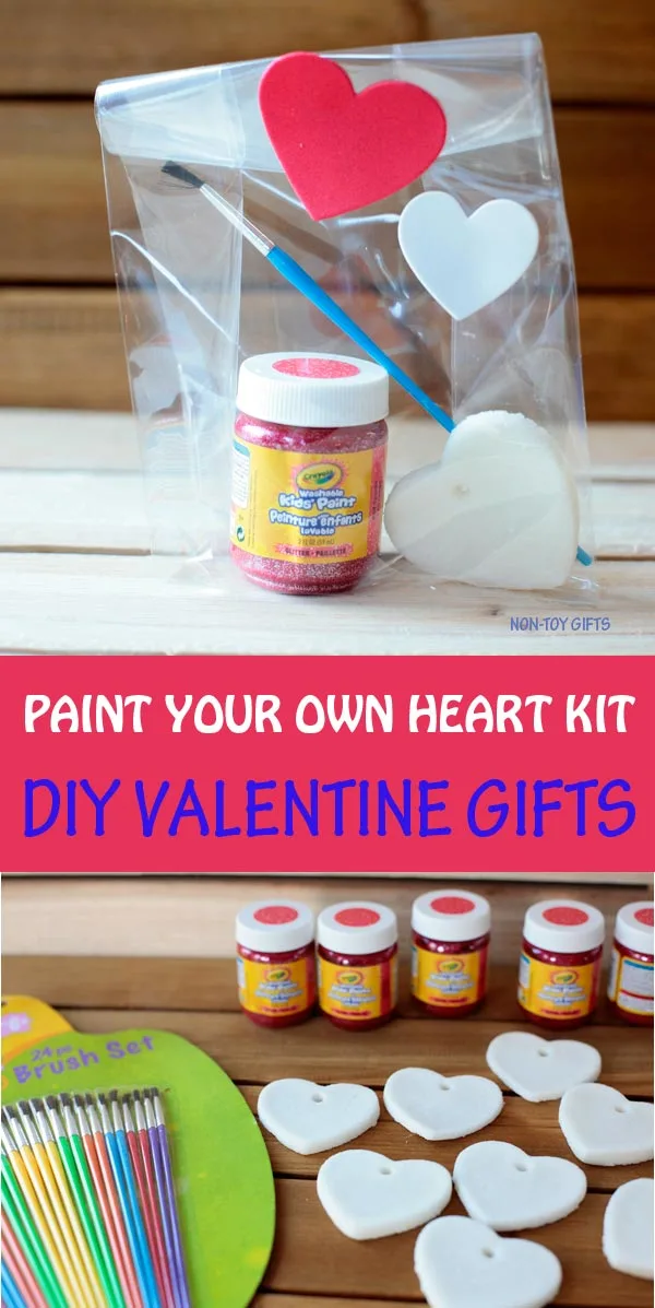 Paint your own heart kit - DIY Valentine gifts for kids to make for the classroom. #valentines #valentinesday #valentinesgifts