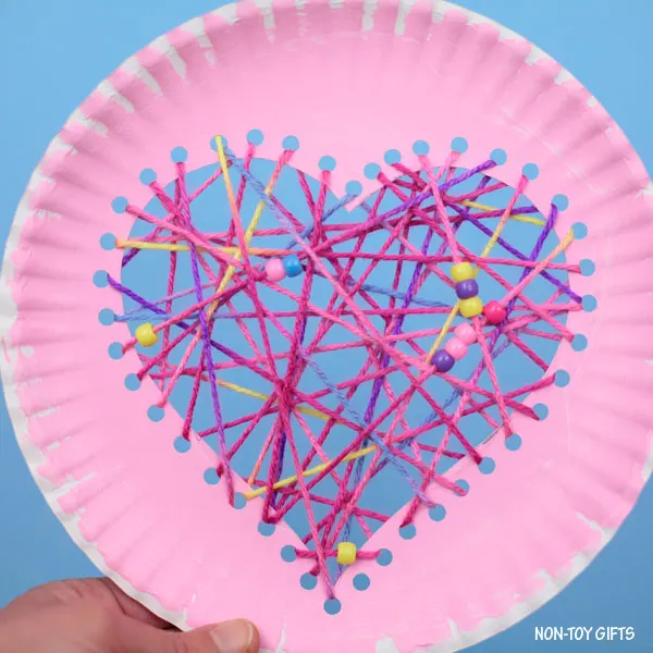 Pink paper plate heart