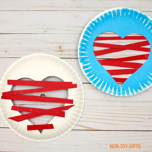 Paper plate heart craft for kids