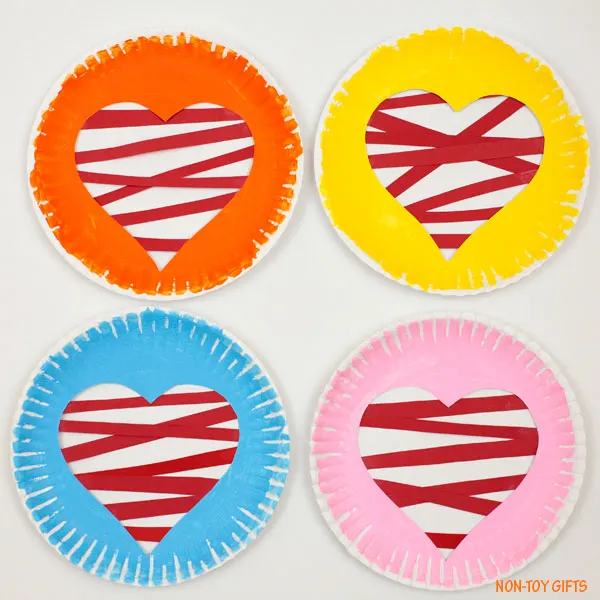 Paper plate heart Valentine craft for kids