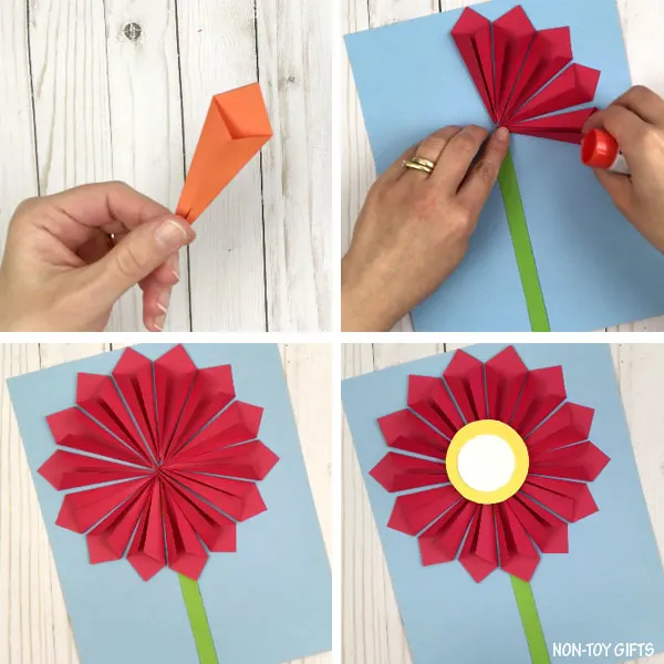 3D paper flower craft process collage