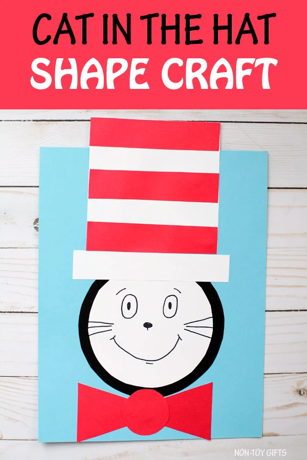 Cat in the Hat craft made with shapes.