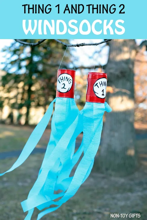 Thing 1 and Thing 2 windsocks - a book activity to go along with The Cat in the Hat by Dr Seuss