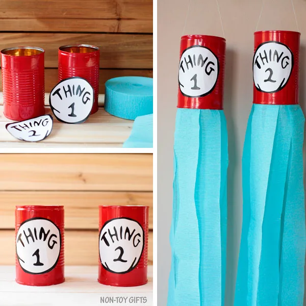 Thing 1 and Thing 2 windsocks collage