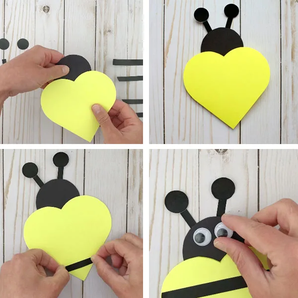 Valentine heart cards: bee