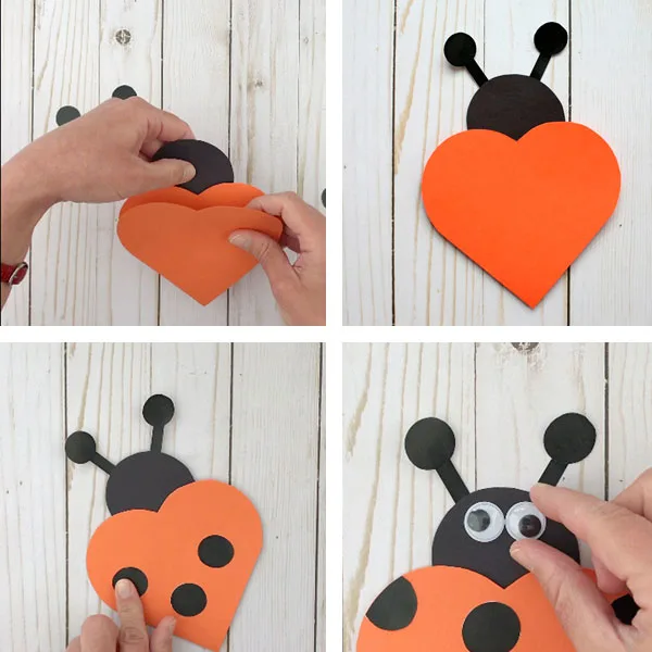 Valentine heart cards: ladybug