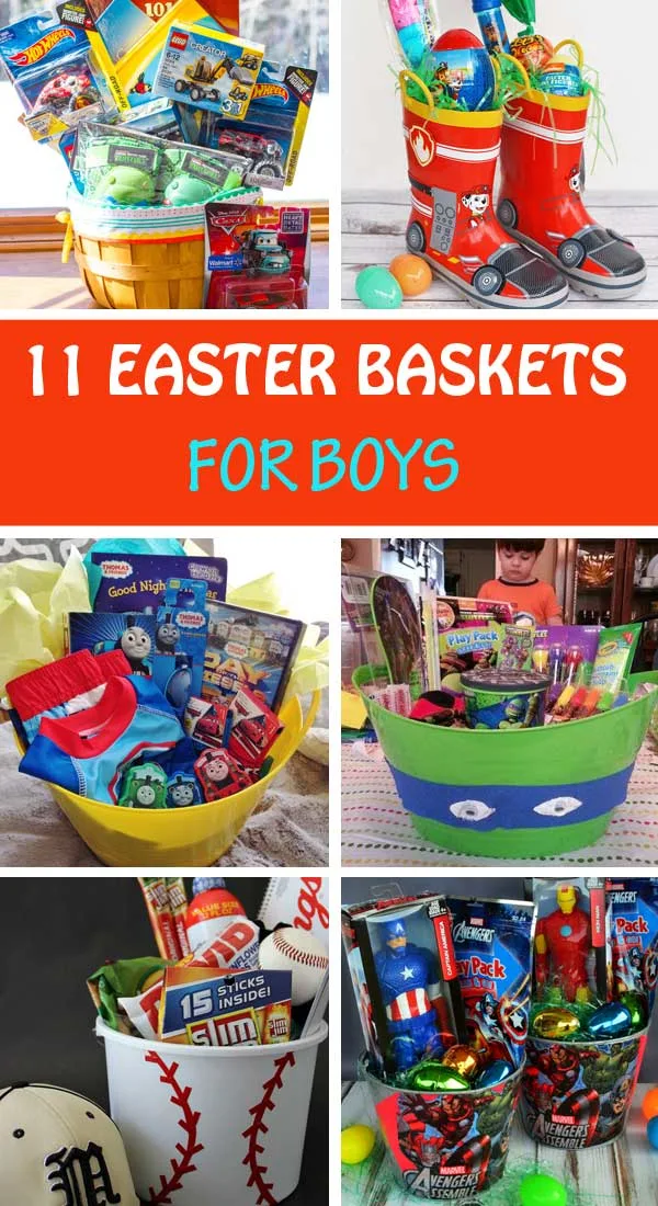 11 DIY Easter basket ideas for boys: Turtle Ninja, Superheros, Thomas, cars, trains, Minecraft, Spiderman, pirates and more
