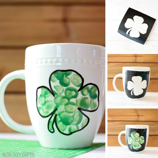 Fingerprint shamrock mug collage