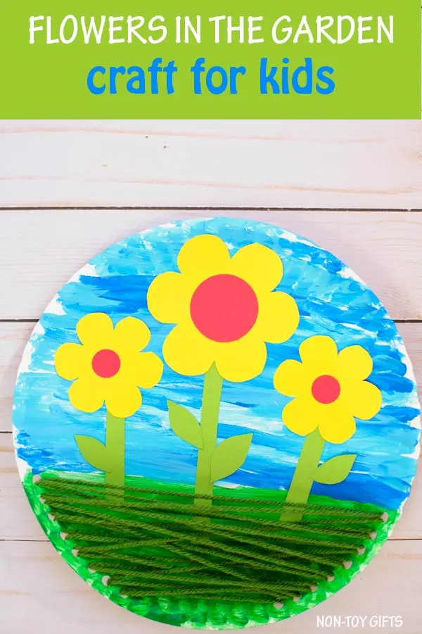 Flowers in the garden - yarn and paper plate flower craft