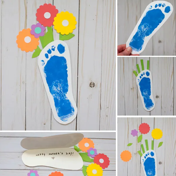 Mother's Day footprint flower card for kids to make