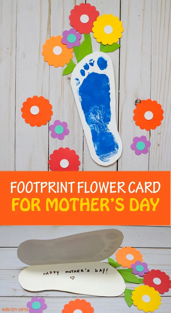 Footprint flower card for kids to make for for Mother's Day