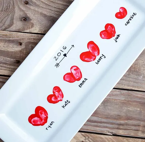 heart thumbprint platter gift for grandma for Mother's Day