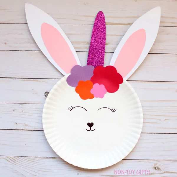 Paper plate bunny unicorn 3