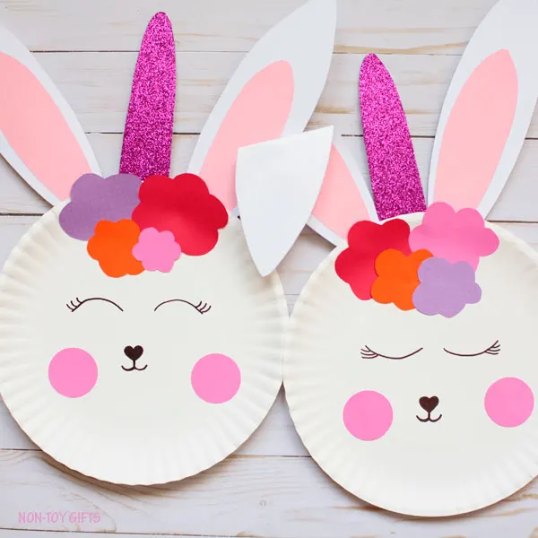 Paper plate bunny unicorn craft