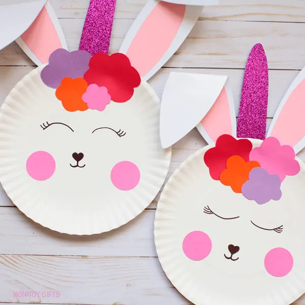 Paper plate bunny unicorn - easy craft