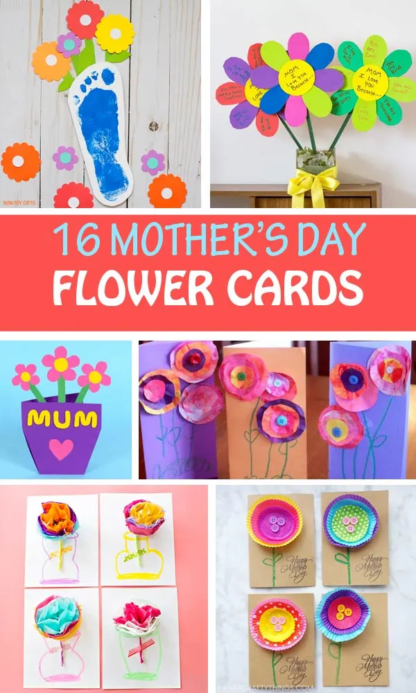 Mother's Day flower cards for kids to make for mom and grandma