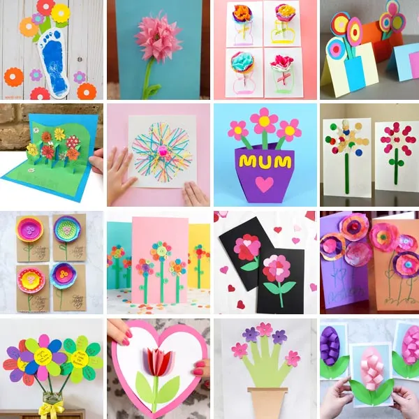 Mother's Day flower cards for kids to make