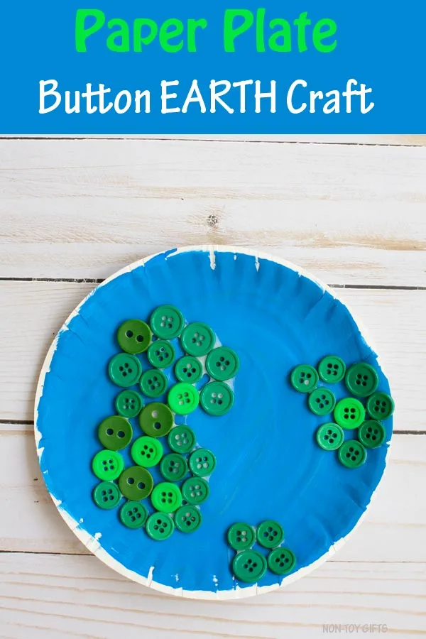 Paper plate button Earth craft for kids