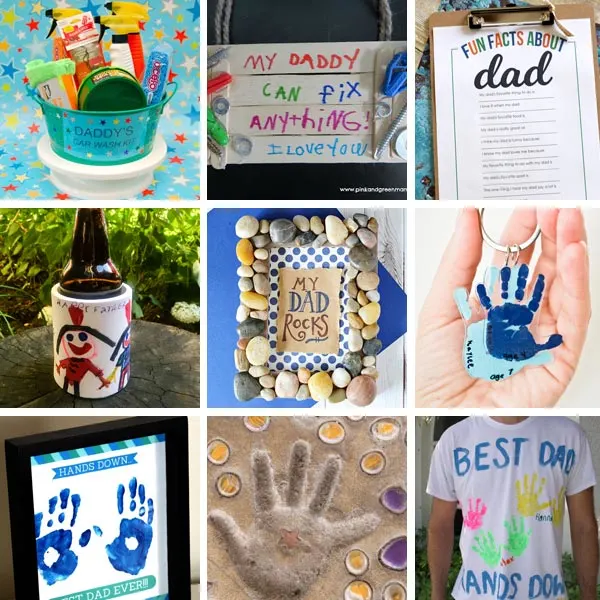 Dad gifts from kids: facts about dad, DIY car wash set, t-shirt, stepping stone, My dad rocks!,