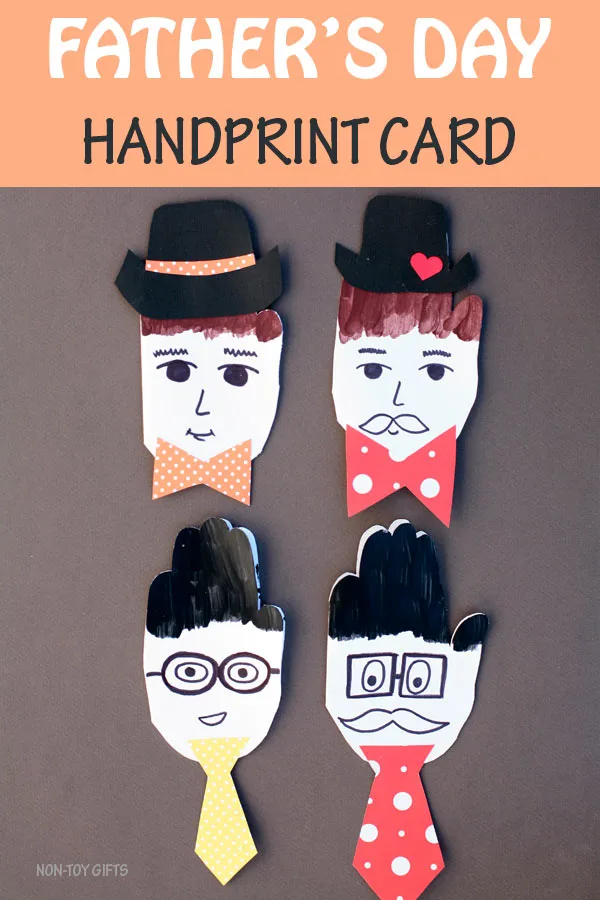 Father's Day handprint card for kids to make for dad. Easy dad portrait for preschoolers and kindergartners. #FathersDay #handprint