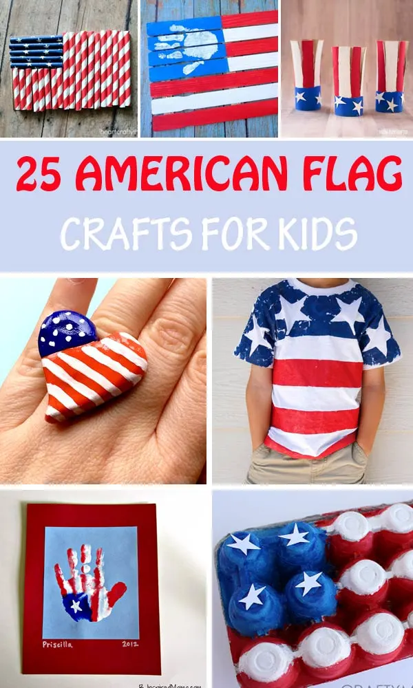 Easy American flag crafts for kids to celebrate 4th of July or Memorial Day.