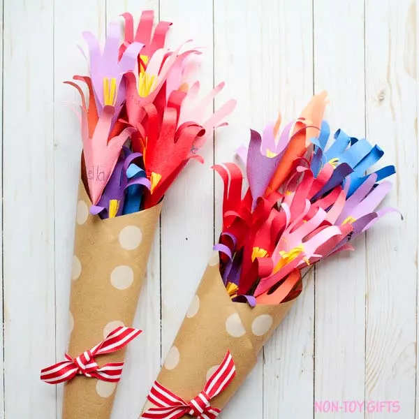 Handprint flower bouquet - kid made gift for teacher