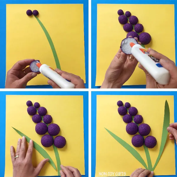 Styrofoam ball hyacinth flower craft collage