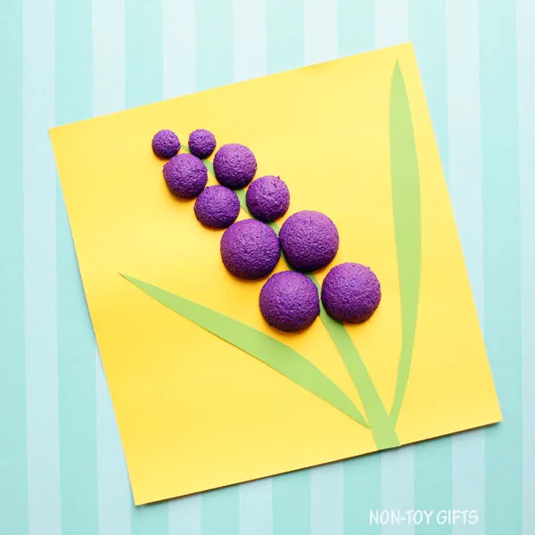 Styrofoam ball hyacinth flower craft for preschoolers and kindergartners