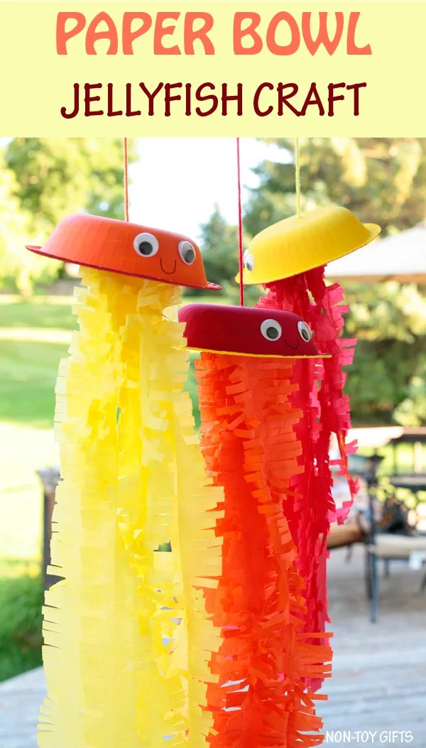 Paper bowl jellyfish craft for kids