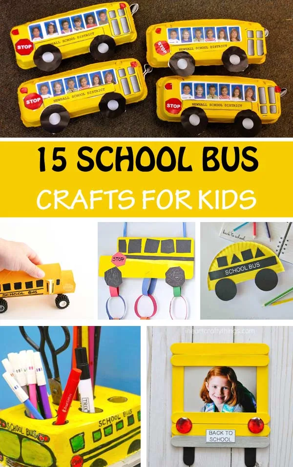 School bus crafts for kids. Easy back to school crafts for preschoolers, kindergartners and older kids