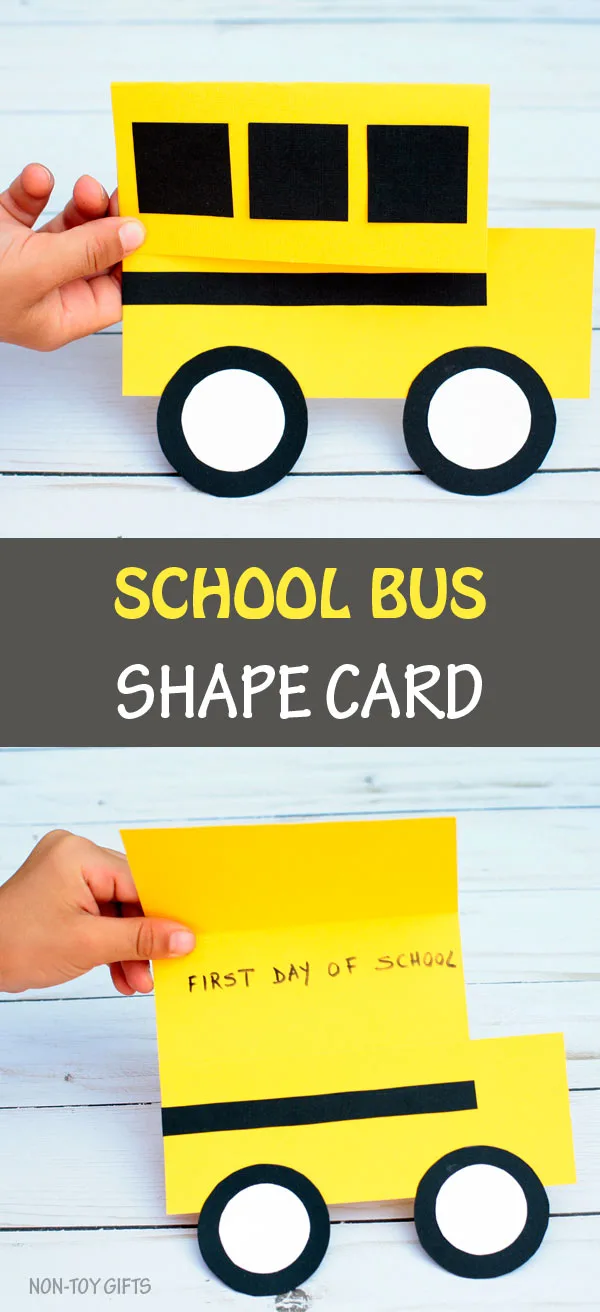 School bus shape card. An easy back to school craft for kids #backtoschool #schoolbus