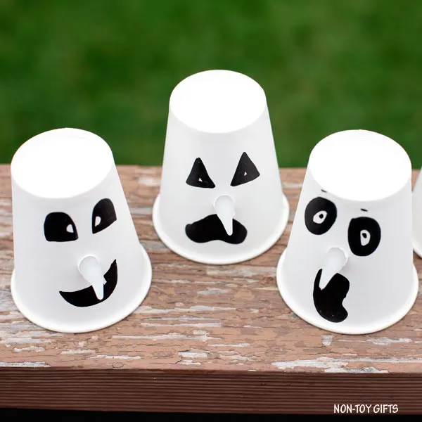 Paper cup Halloween ghost craft for kids
