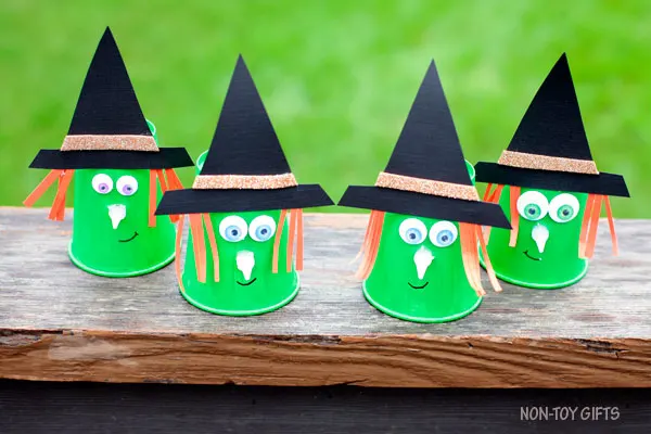 Paper cup witch craft for kids