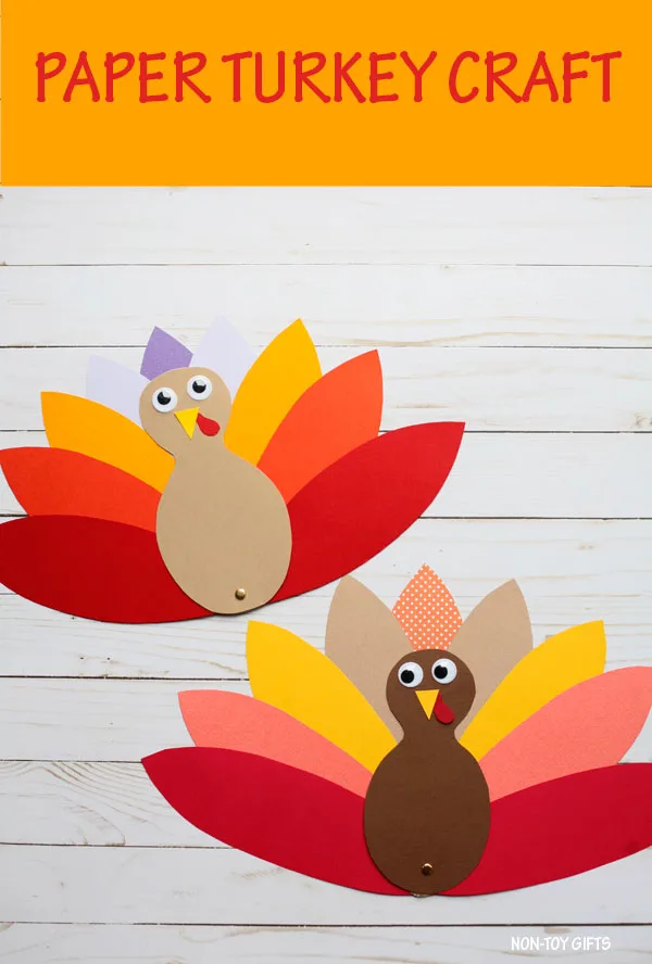 Easy paper turkey craft for kids.