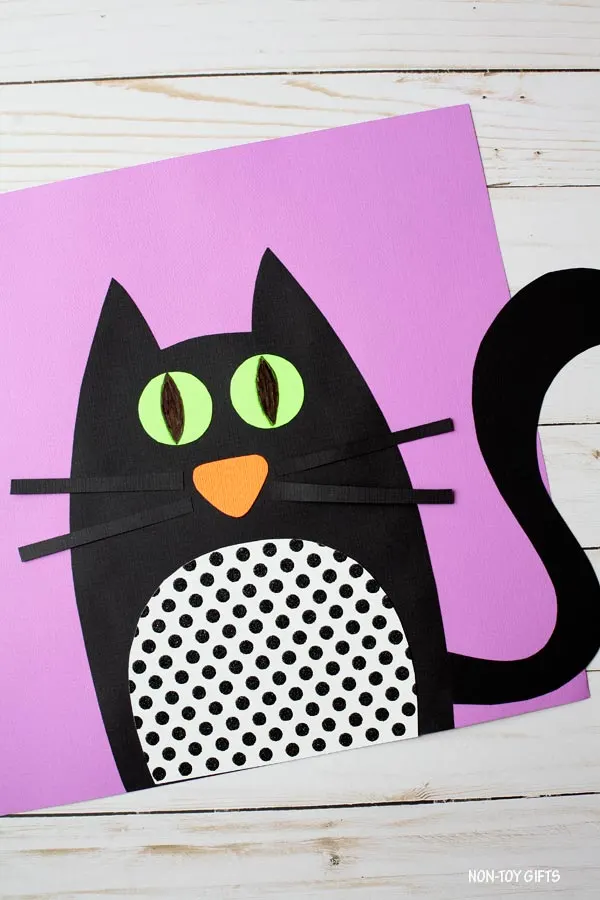 Black cat paper craft for kids for Halloween