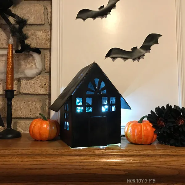 DIY cardboard haunted house luminaries at night @Amazon