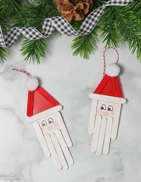 Popsicle stick Santa ornaments