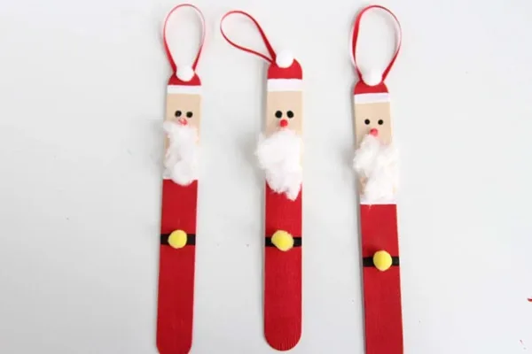Craft stick Santa ornaments