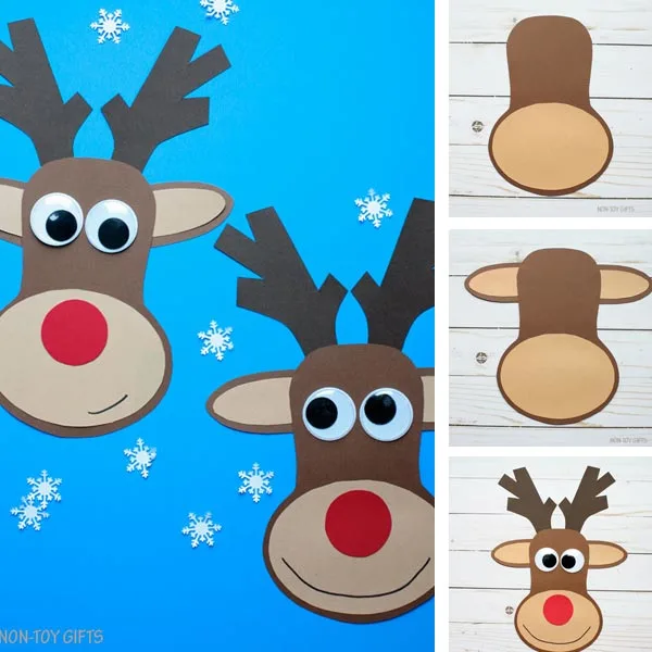 Paper reindeer craft for kids collage