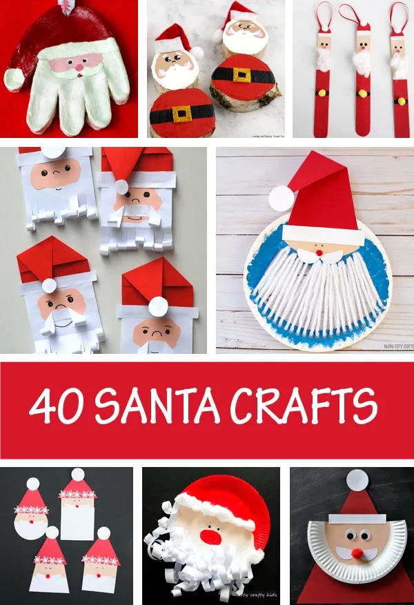 Santa crafts for kids to make this Christmas. Paper Santa, paper plate Santa, Santa decorations and easy Santa crafts for toddlers ans preschooler #Santa #ChristmasCrafts