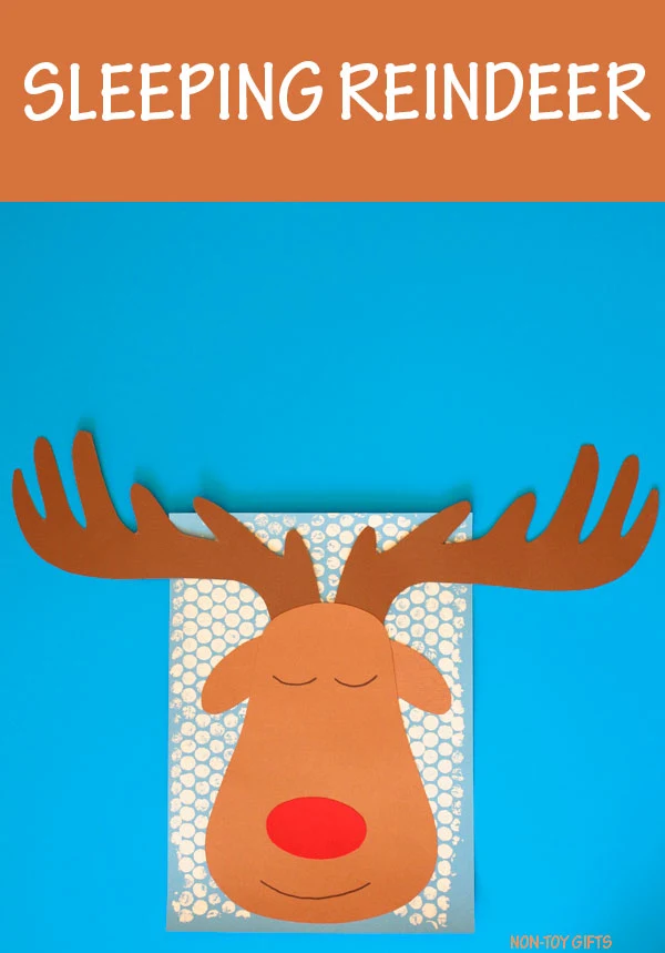 Sleeping reindeer craft for kids to make this Christmas. @Non-Toy Gifts #ChristmasCrafts #reindeer