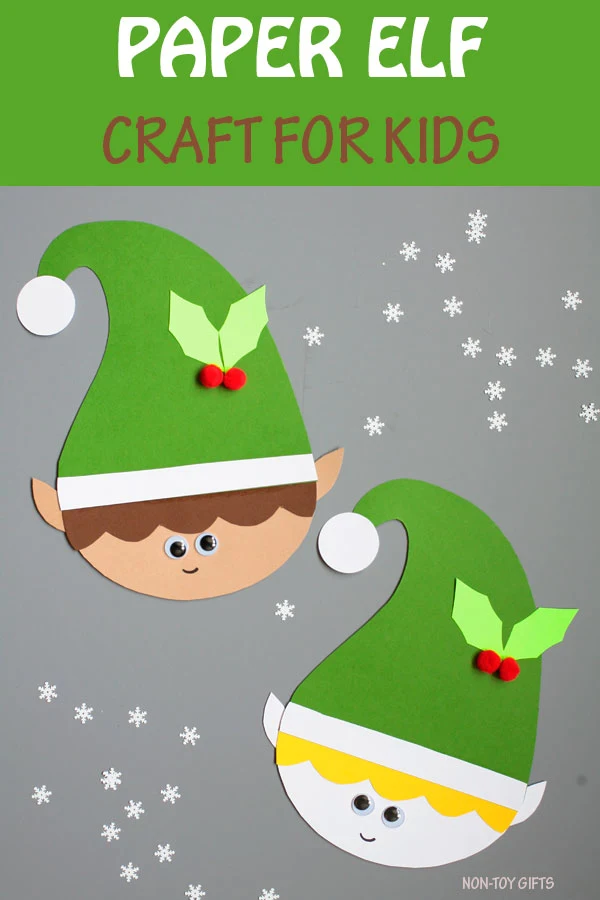 Paper elf craft for kids. Easy Christmas craft for preschoolers and kindergartners. #elf #Christmas