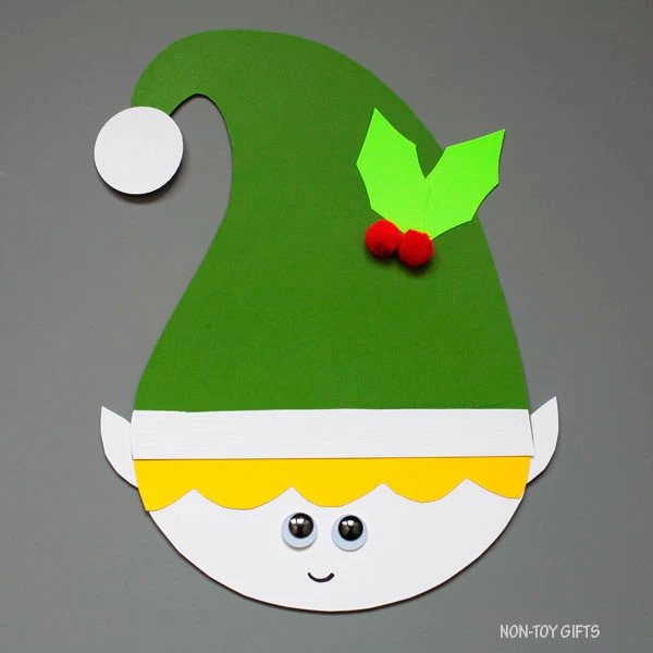Paper elf craft -elf smiling