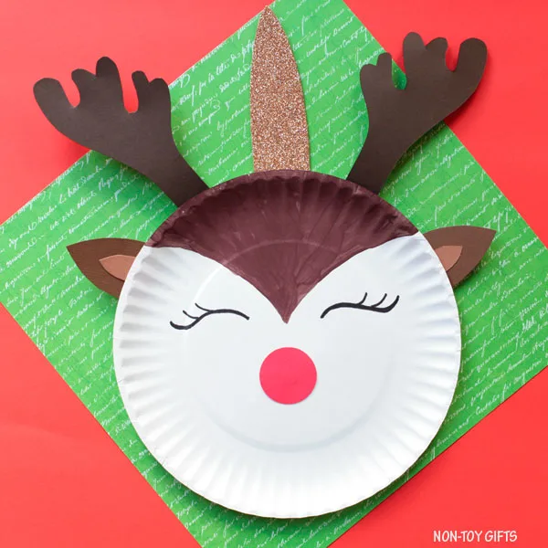 Paper plate reindeer unicorn craft for kids